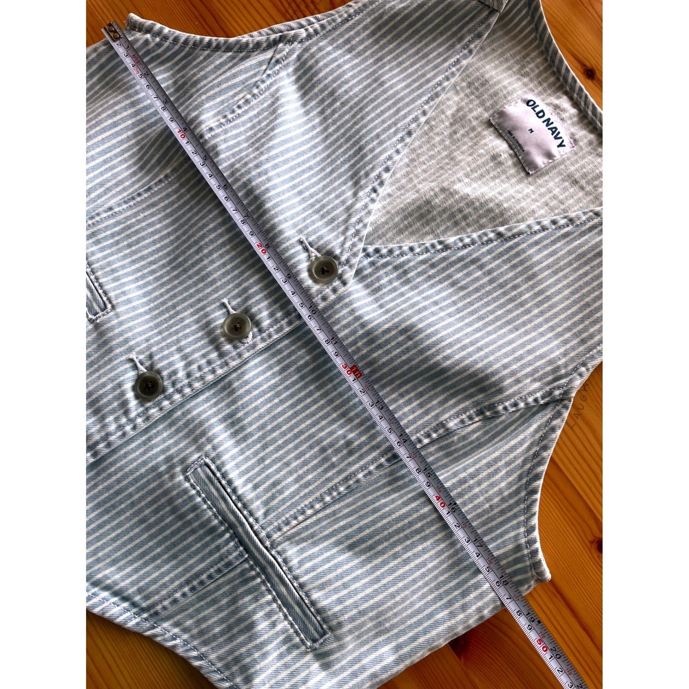 Old Navy Railroad Stripe Button Front Vest 100% Cotton Women's Medium - Picture 6 of 9